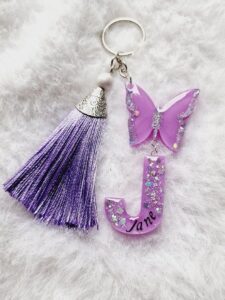 resin name keychains perfect for gifting, adding luxury to keys, purses, bags & more